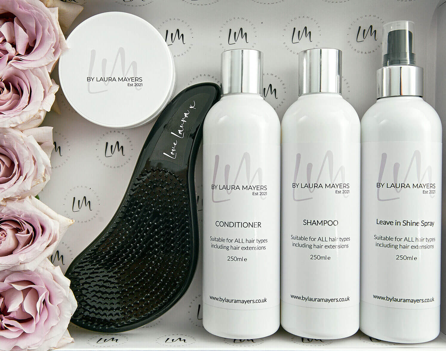 Luxury Hair Care Gift Set by Laura Mayers | Shampoo, Conditioner, Shine & Brush - By Laura Mayers